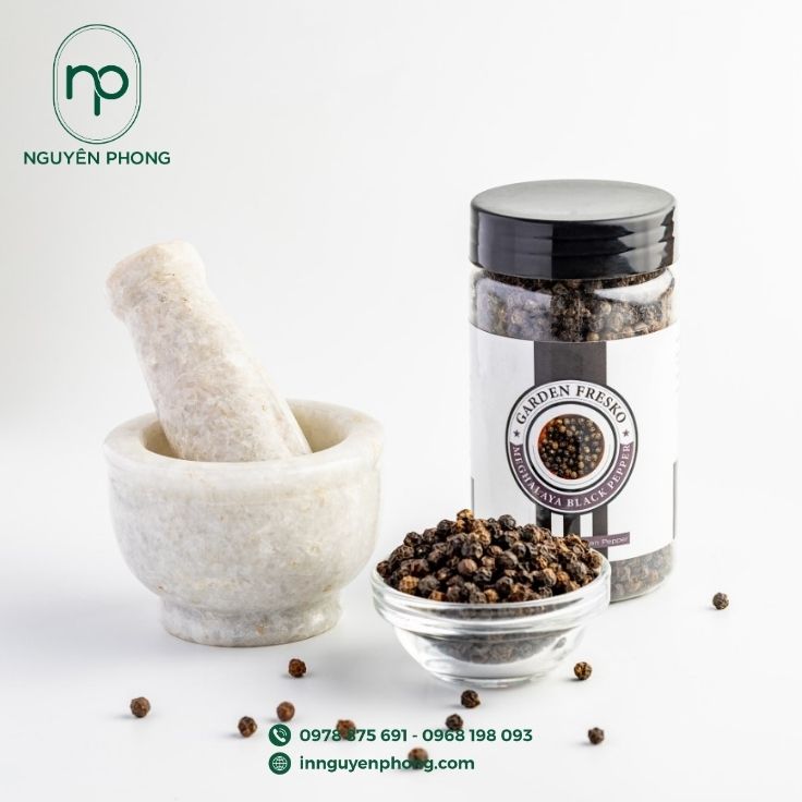 mẫu tem nhãn hạt tiêu bắt mắt trên kệ hàng